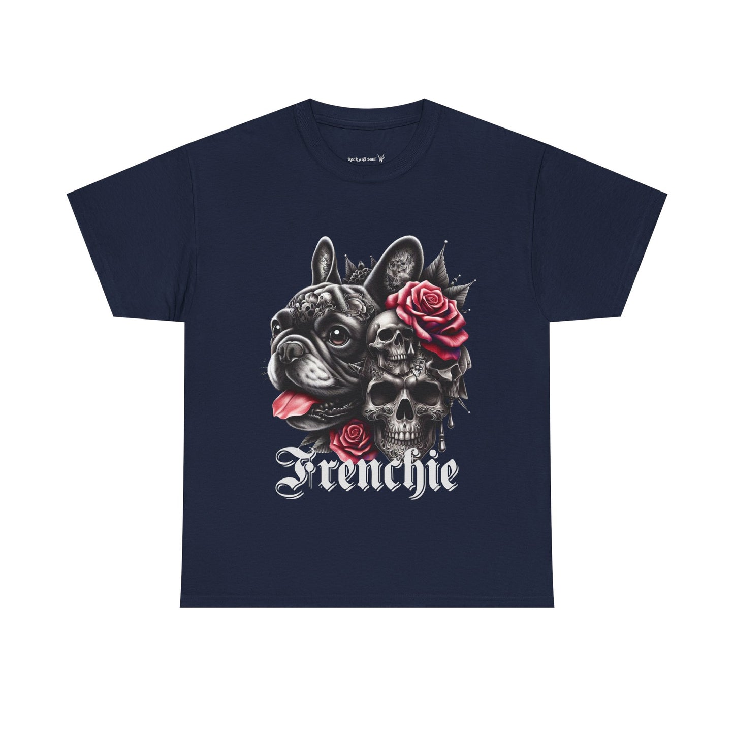 Frenchie Skull Unisex Cotton Tee, Dog Lover Shirt, Unique Gift for Dog Owners, Gothic, Skulls