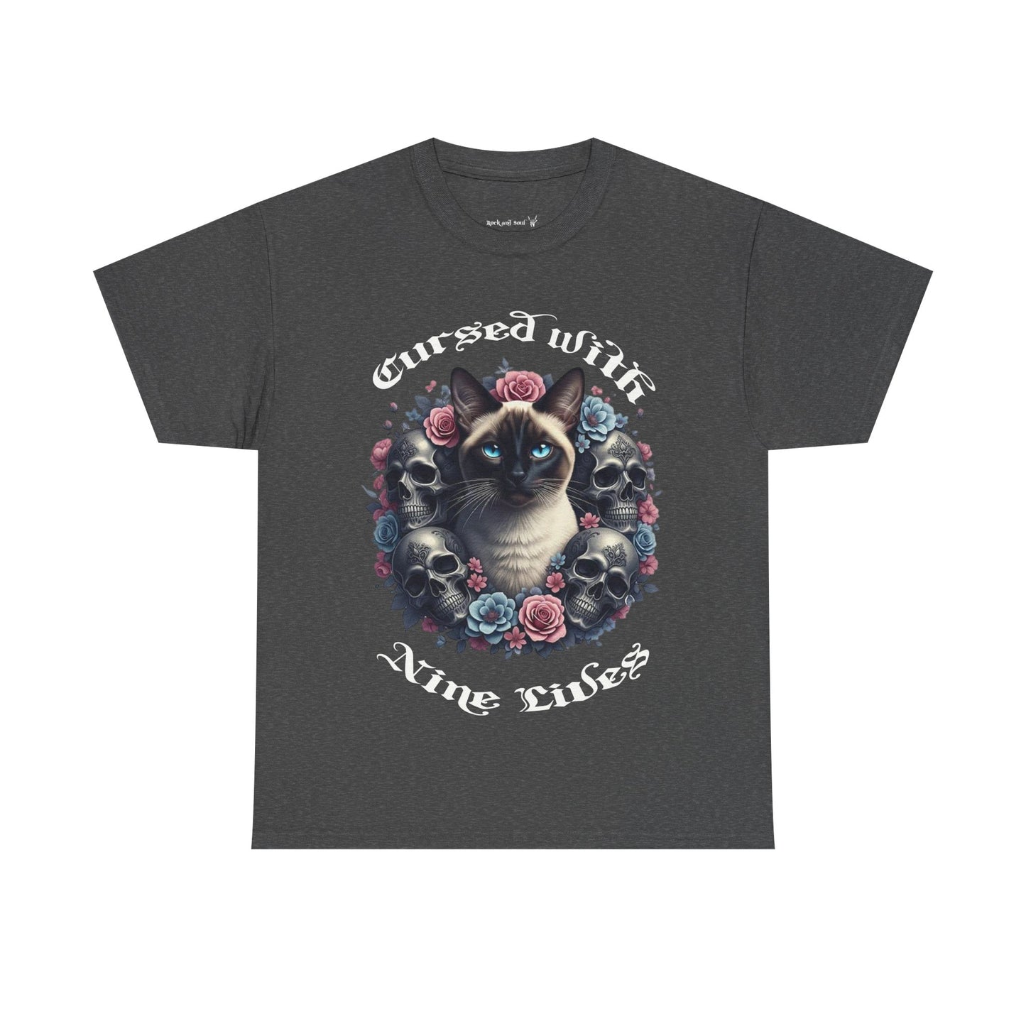 Cursed With Nine Lives, Sassy Cat Skull Tee, Cool Cat Lover Shirt, Unisex Graphic Top, Gift for Cat Enthusiasts