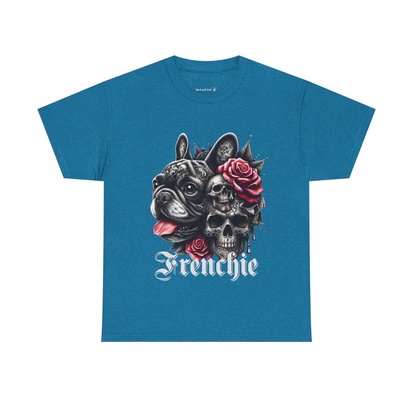 Frenchie Skull Unisex Cotton Tee, Dog Lover Shirt, Unique Gift for Dog Owners, Gothic, Skulls