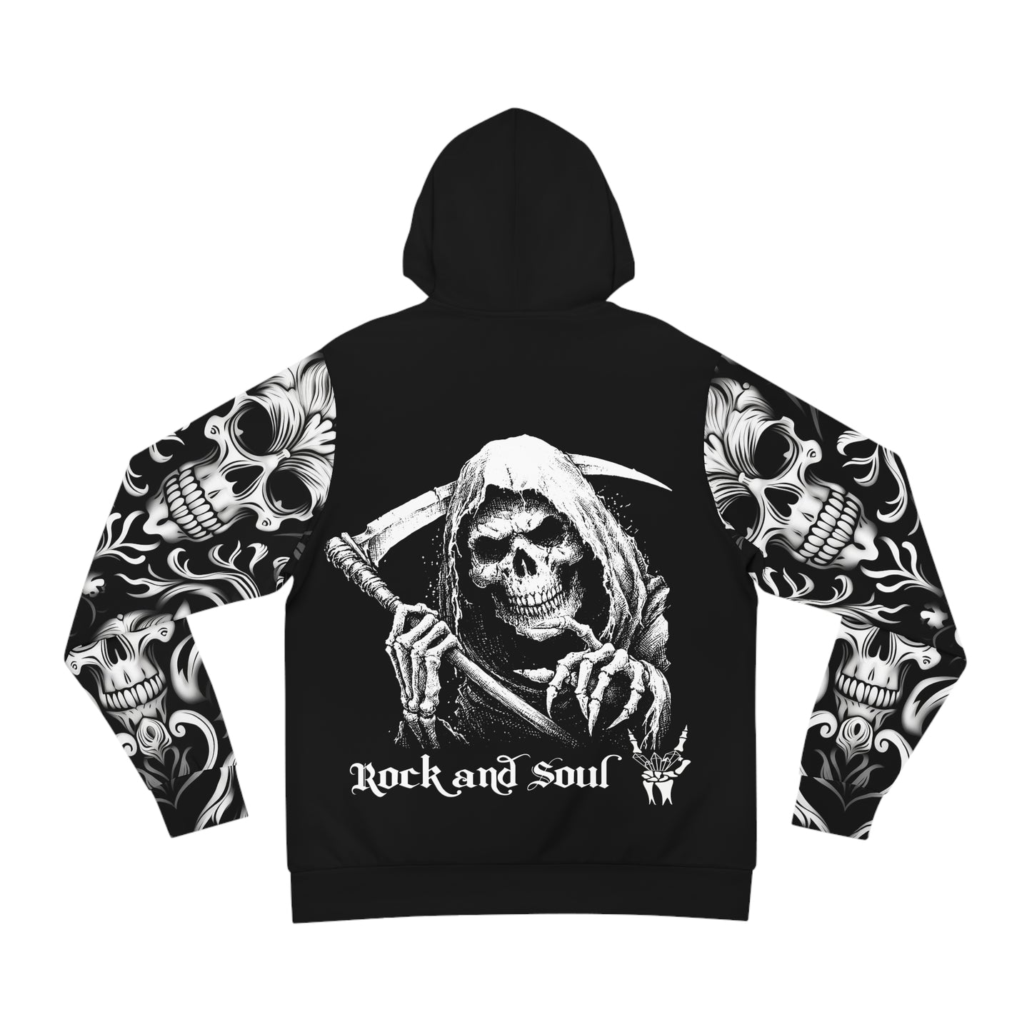 Gothic Rock Hoodie, Skull Design, Grim Reaper