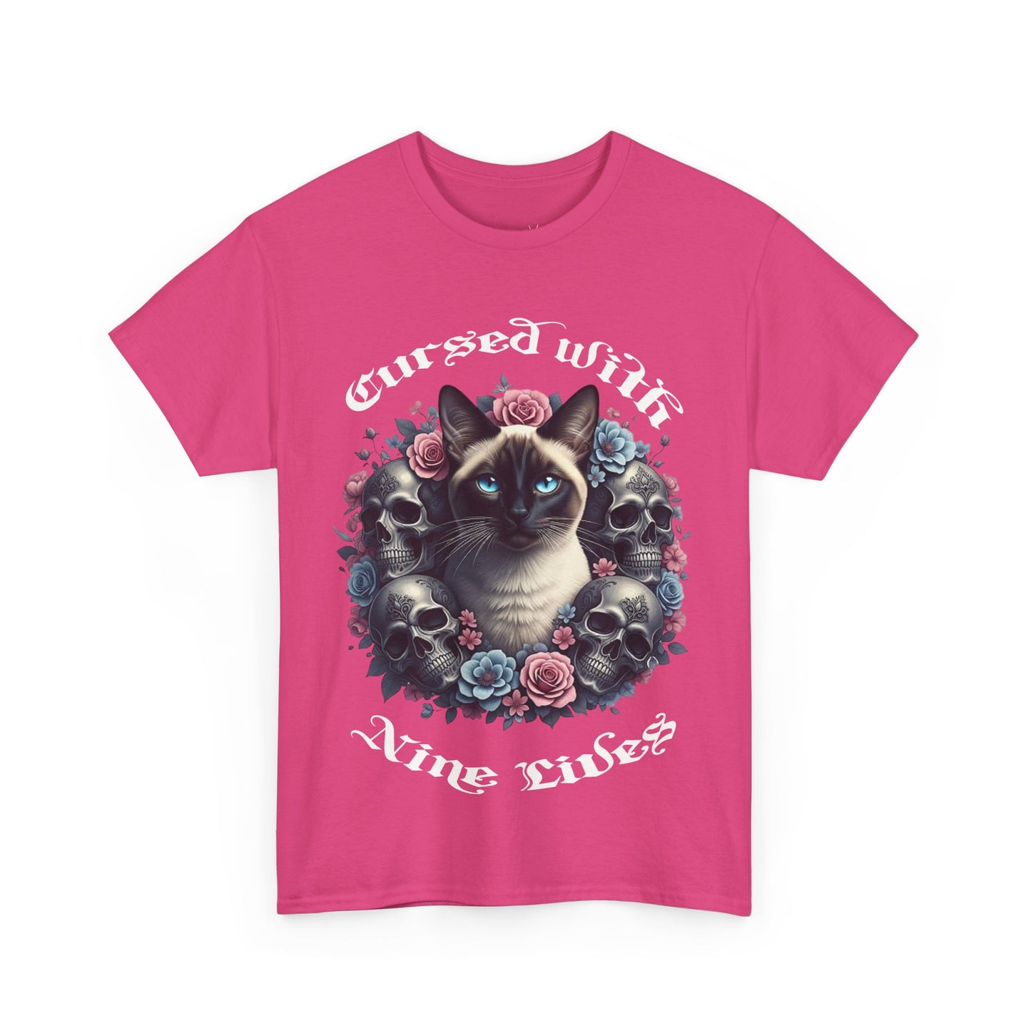 Cursed With Nine Lives, Sassy Cat Skull Tee, Cool Cat Lover Shirt, Unisex Graphic Top, Gift for Cat Enthusiasts
