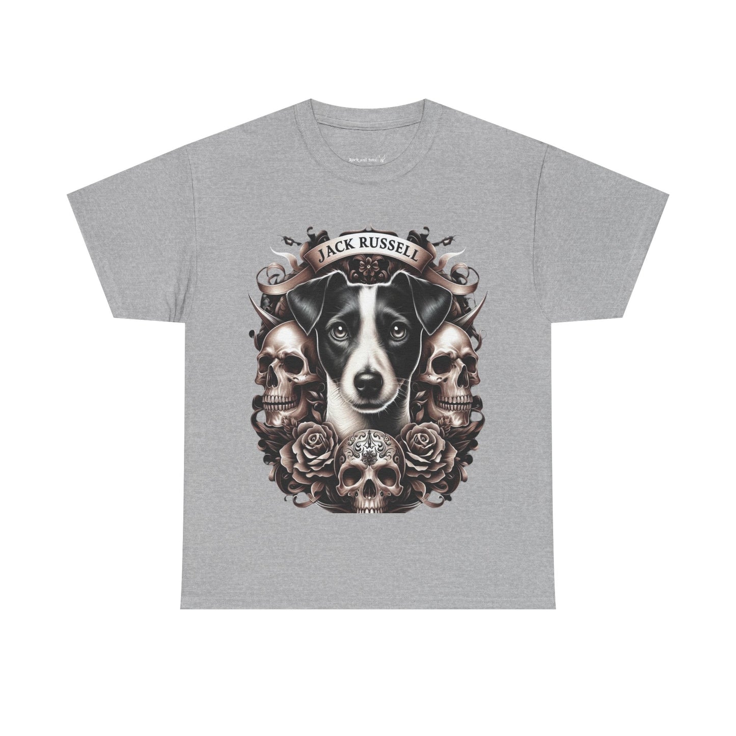 Jack Russell Dog Skull Art Tee, Unisex Cotton T-Shirt, Dog Lover Gift, Animal-Themed Apparel, Unique Pet Tribute, Casual Wear