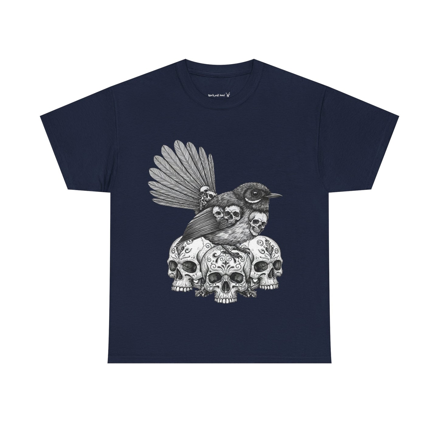 Fantail Bird and Skull Tee, Unisex Graphic T-Shirt, Streetwear, Alternative Fashion