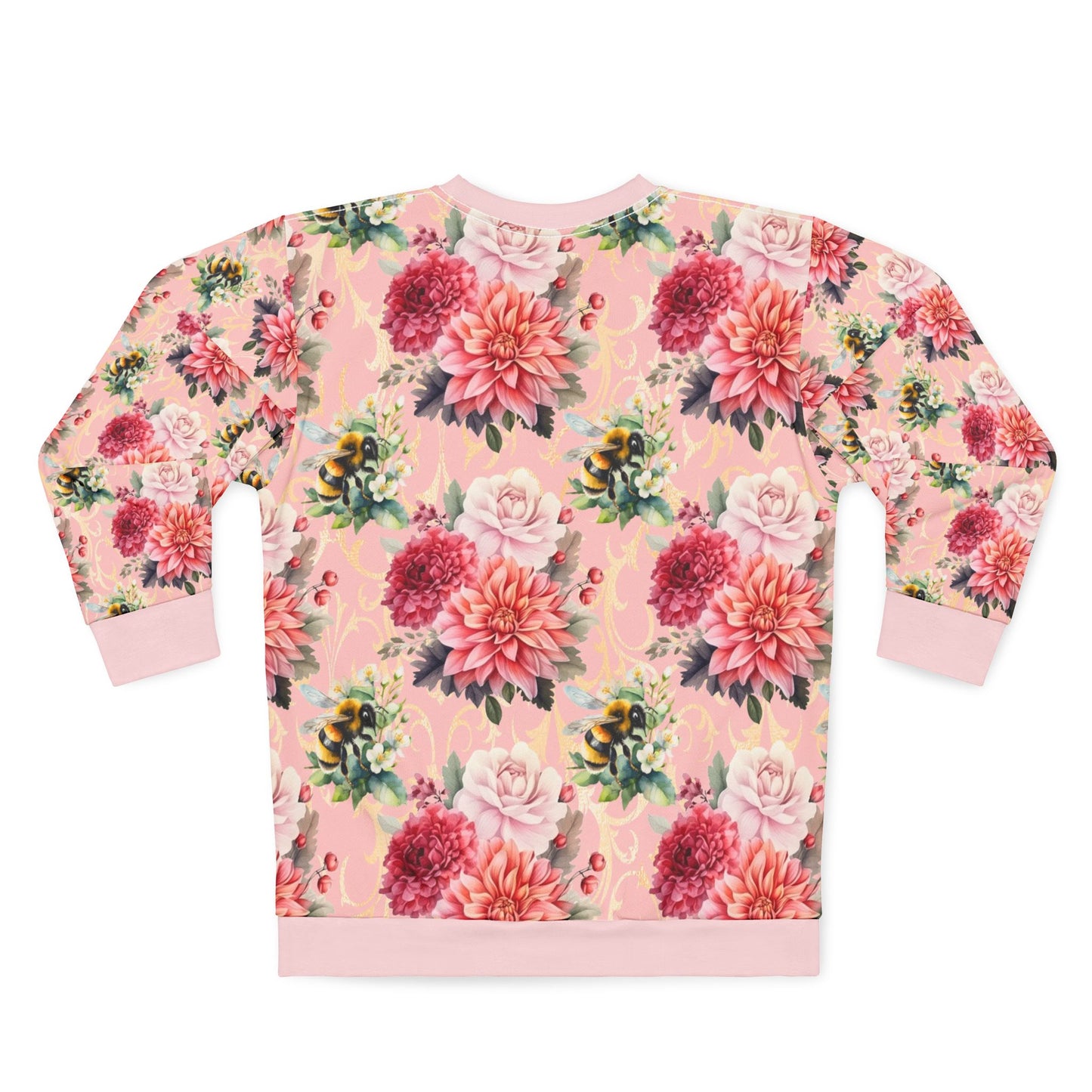 Women's Floral Dahlia and Bee Sweatshirt, Everyday Wear, Gift for Her, Perfect for Spring, Casual Fashion, Layering Essential
