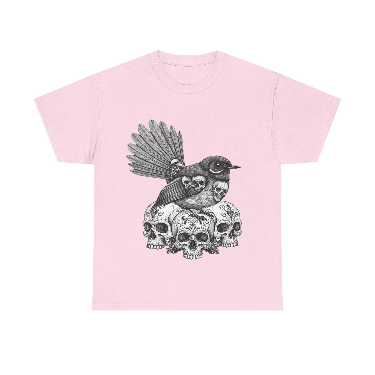 Fantail Bird and Skull Tee, Unisex Graphic T-Shirt, Streetwear, Alternative Fashion