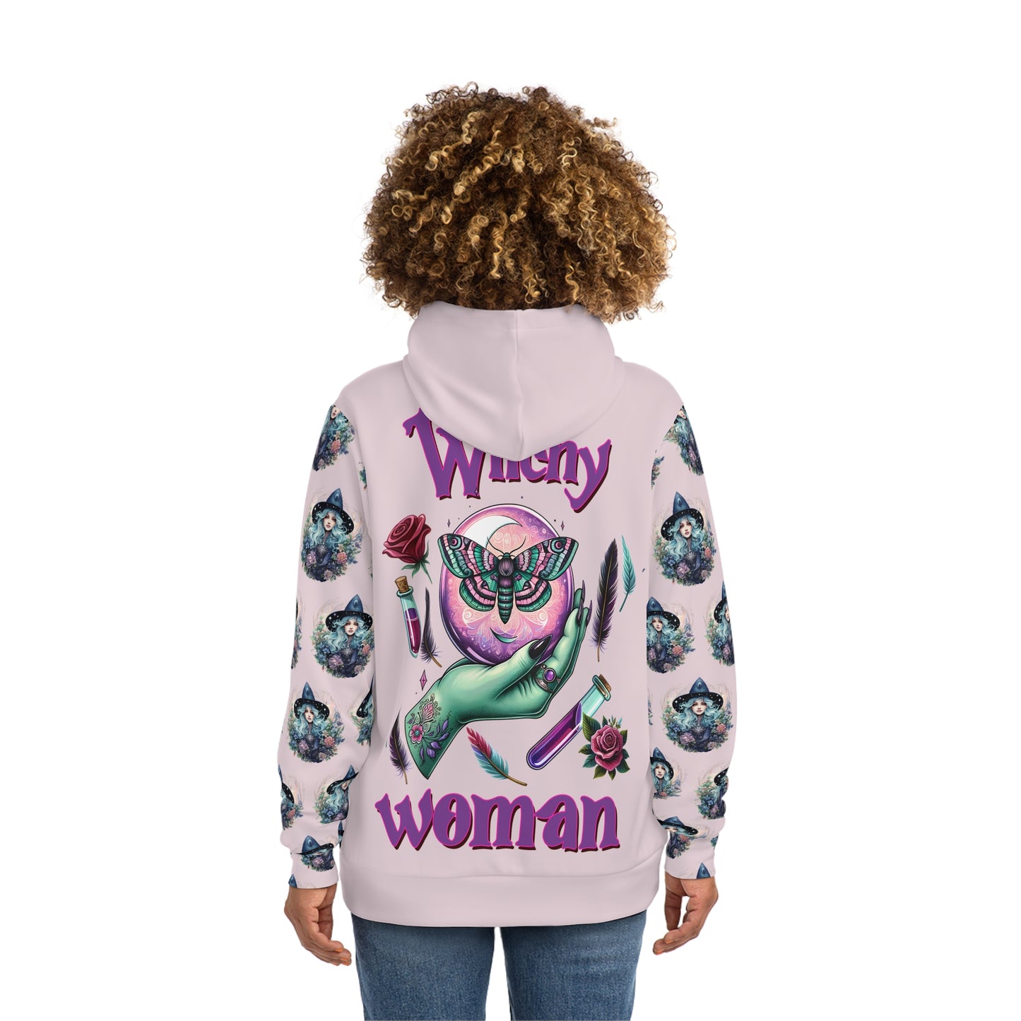 Witchy Fashion Hoodie, Cozy Spirit Wear, Halloween Gift, AOP Hooded Sweatshirt, Trendy Witch Aesthetic