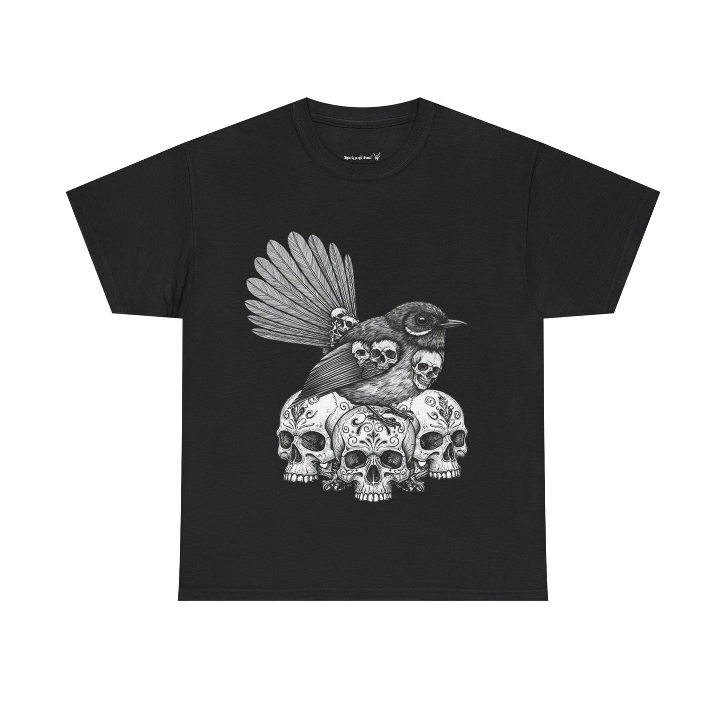 Fantail Bird and Skull Tee, Unisex Graphic T-Shirt, Streetwear, Alternative Fashion