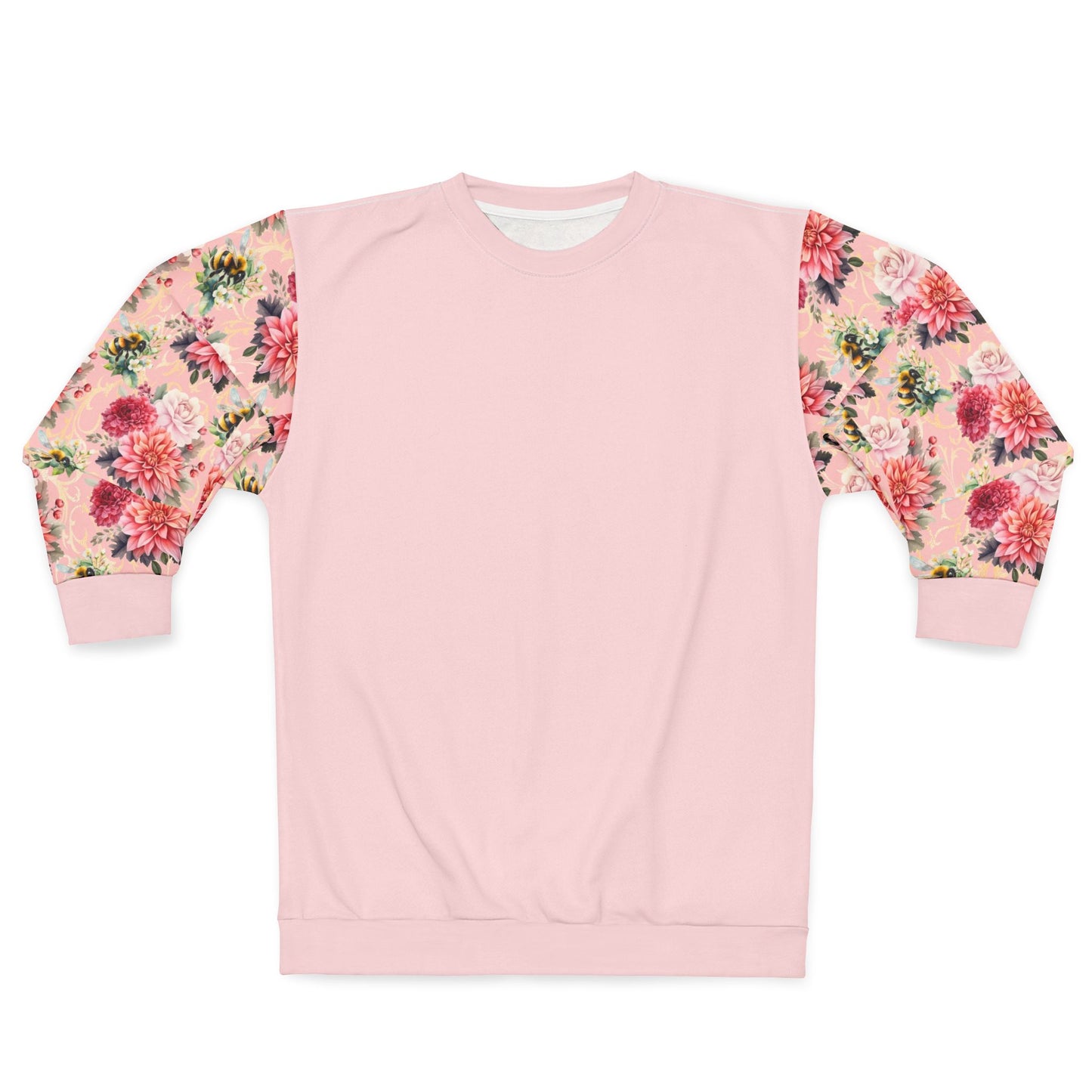 Women's Floral Dahlia and Bee Sweatshirt, Everyday Wear, Gift for Her, Perfect for Spring, Casual Fashion, Layering Essential