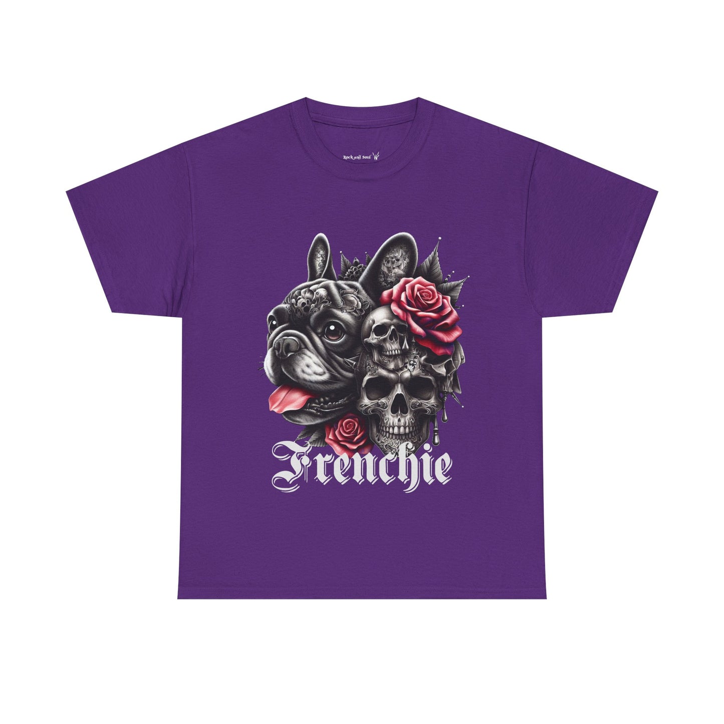 Frenchie Skull Unisex Cotton Tee, Dog Lover Shirt, Unique Gift for Dog Owners, Gothic, Skulls