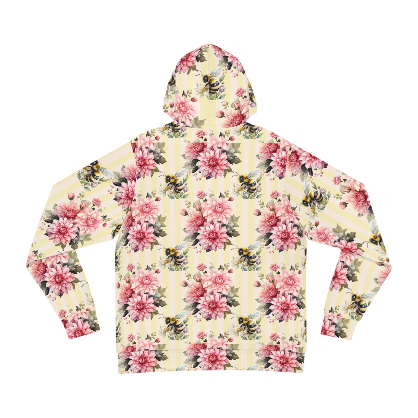 Floral Dahlia and Bee Hoodie, Trendy Sweatshirt, Gift for Her, Cozy Loungewear, Spring Style, Floral Print Apparel