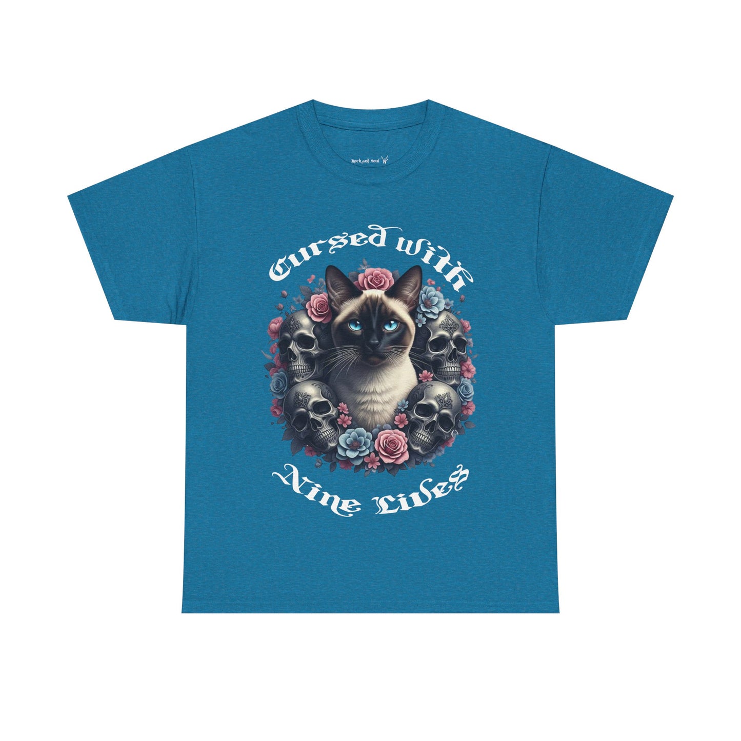Cursed With Nine Lives, Sassy Cat Skull Tee, Cool Cat Lover Shirt, Unisex Graphic Top, Gift for Cat Enthusiasts
