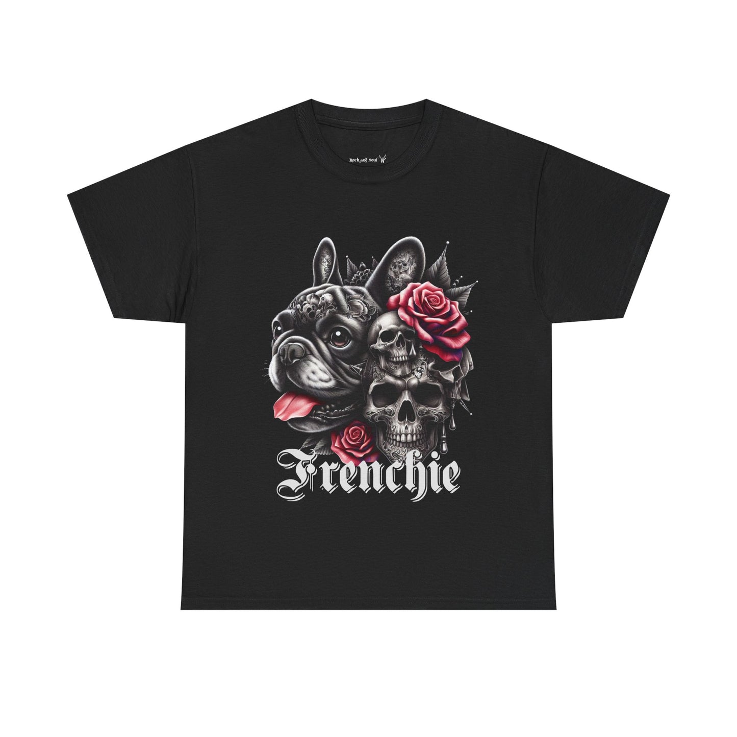 Frenchie Skull Unisex Cotton Tee, Dog Lover Shirt, Unique Gift for Dog Owners, Gothic, Skulls