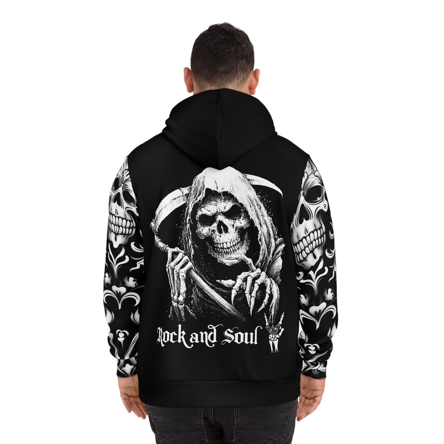 Gothic Rock Hoodie, Skull Design, Grim Reaper