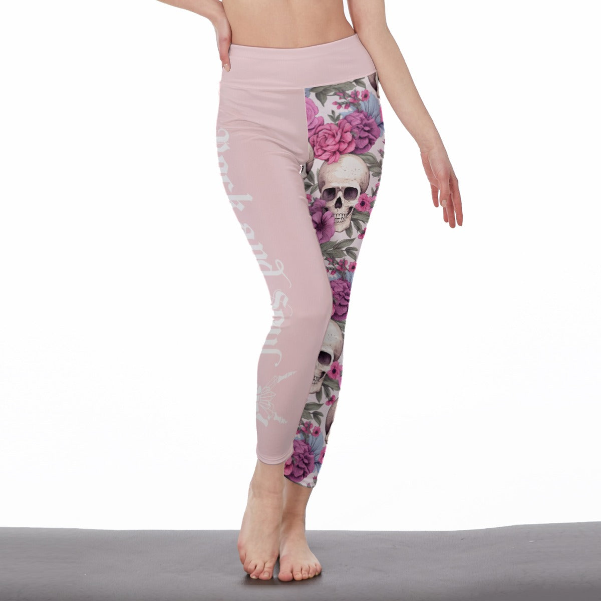 Pink Floral & Skull Leggings