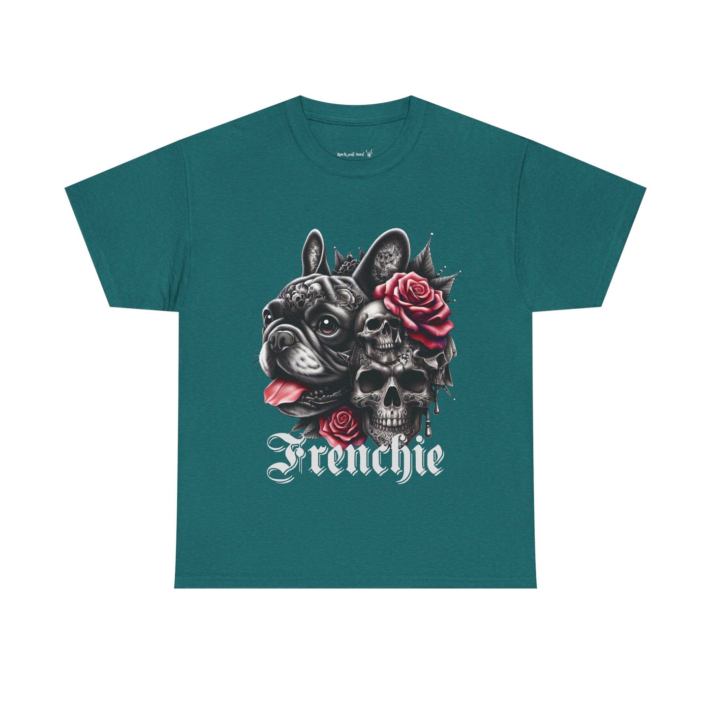 Frenchie Skull Unisex Cotton Tee, Dog Lover Shirt, Unique Gift for Dog Owners, Gothic, Skulls