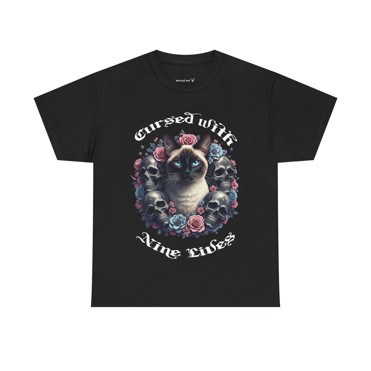 Cursed With Nine Lives, Sassy Cat Skull Tee, Cool Cat Lover Shirt, Unisex Graphic Top, Gift for Cat Enthusiasts