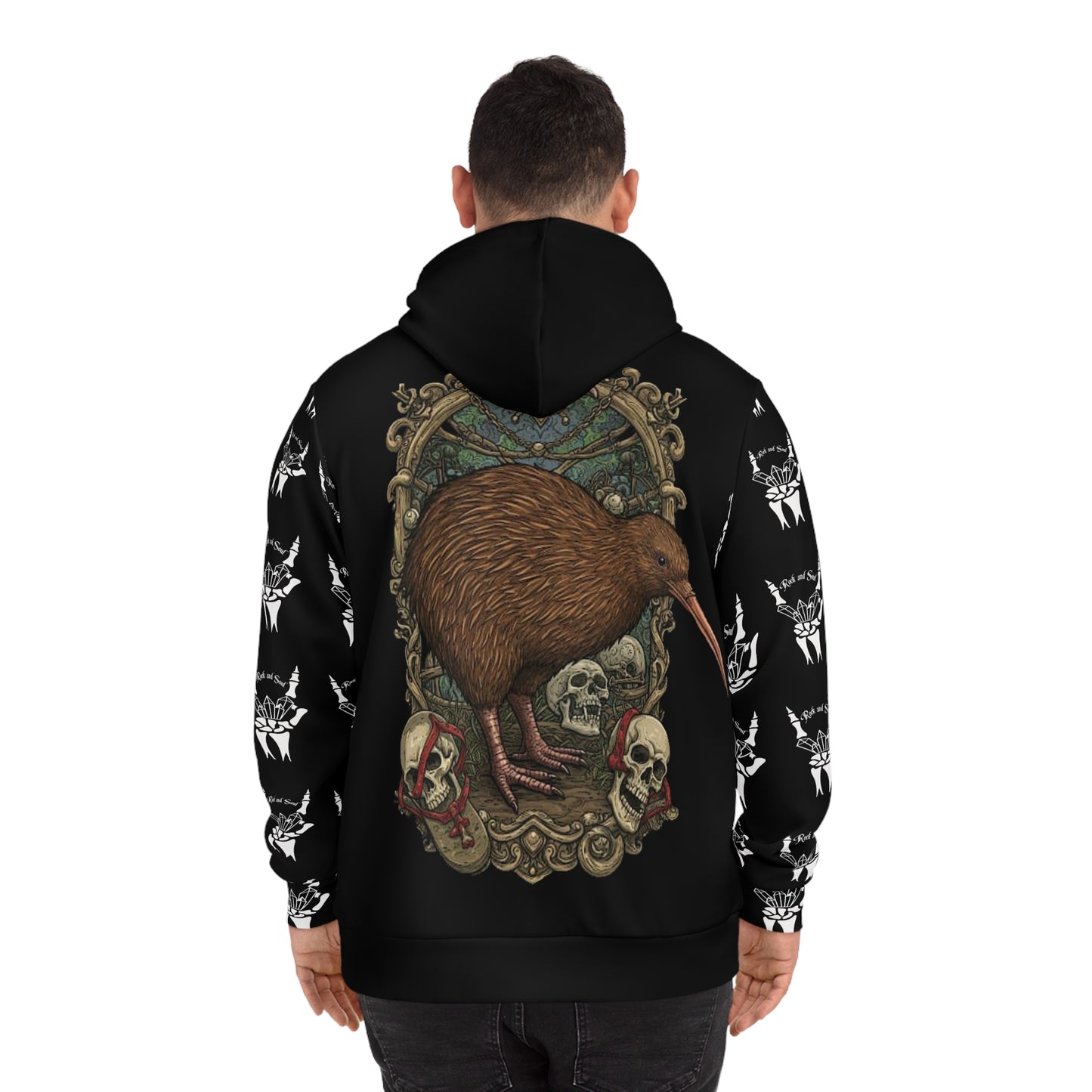 Unisex Kiwi Bird and Skull Graphic Hoodie, Alternative Fashion Sweatshirt, Streetwear