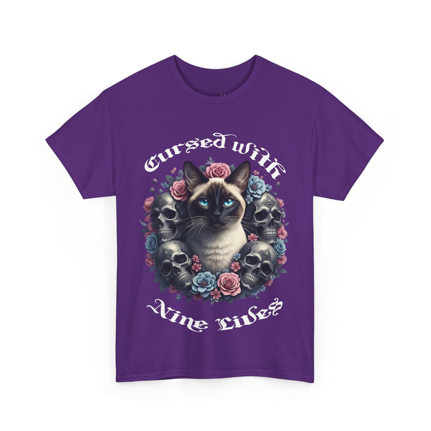 Cursed With Nine Lives, Sassy Cat Skull Tee, Cool Cat Lover Shirt, Unisex Graphic Top, Gift for Cat Enthusiasts