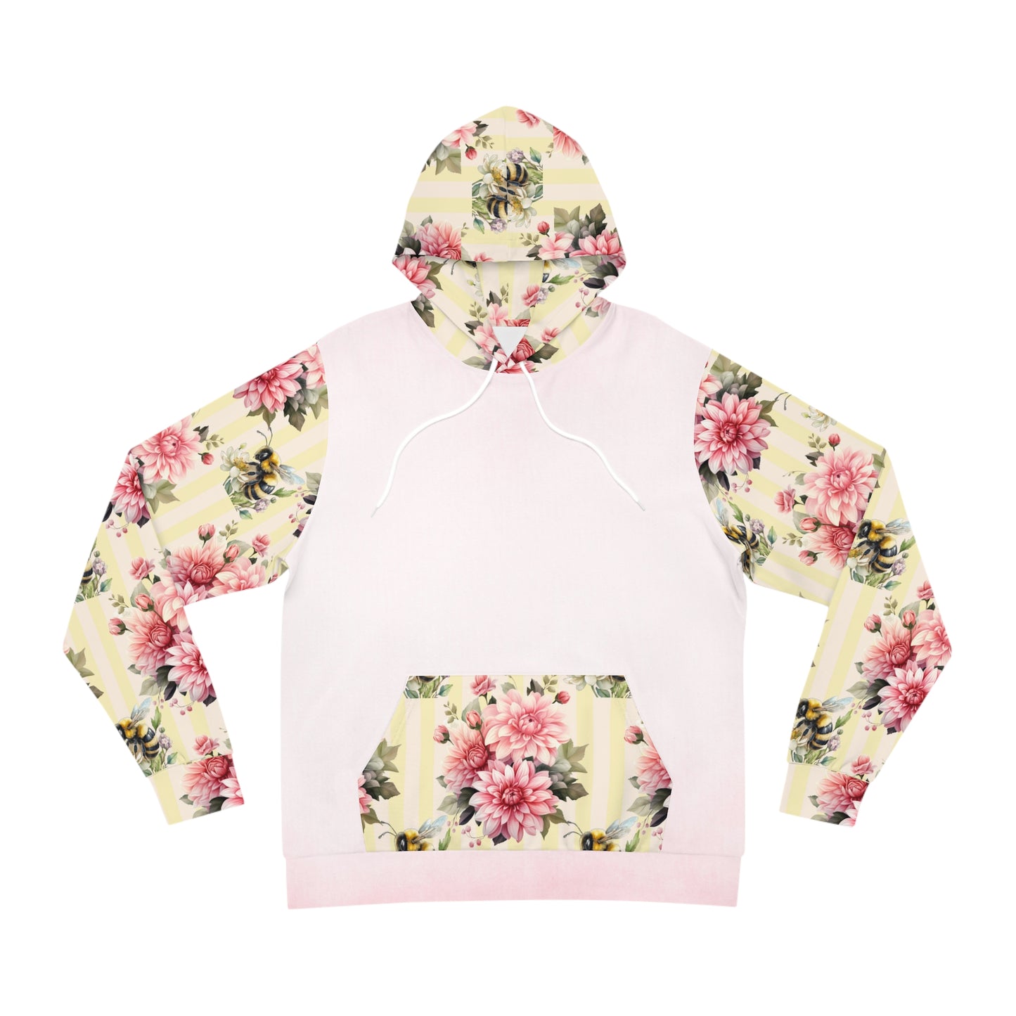 Floral Dahlia and Bee Hoodie, Trendy Sweatshirt, Gift for Her, Cozy Loungewear, Spring Style, Floral Print Apparel