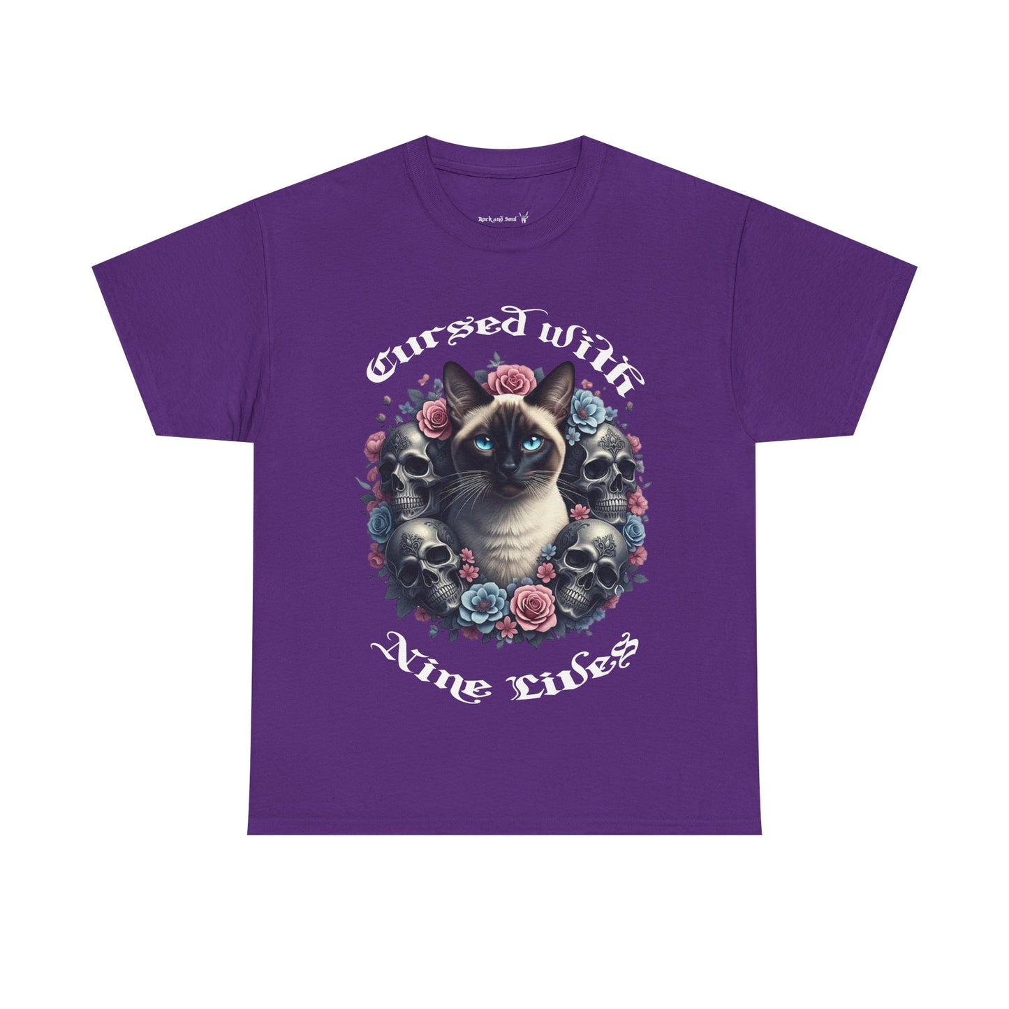 Cursed With Nine Lives, Sassy Cat Skull Tee, Cool Cat Lover Shirt, Unisex Graphic Top, Gift for Cat Enthusiasts