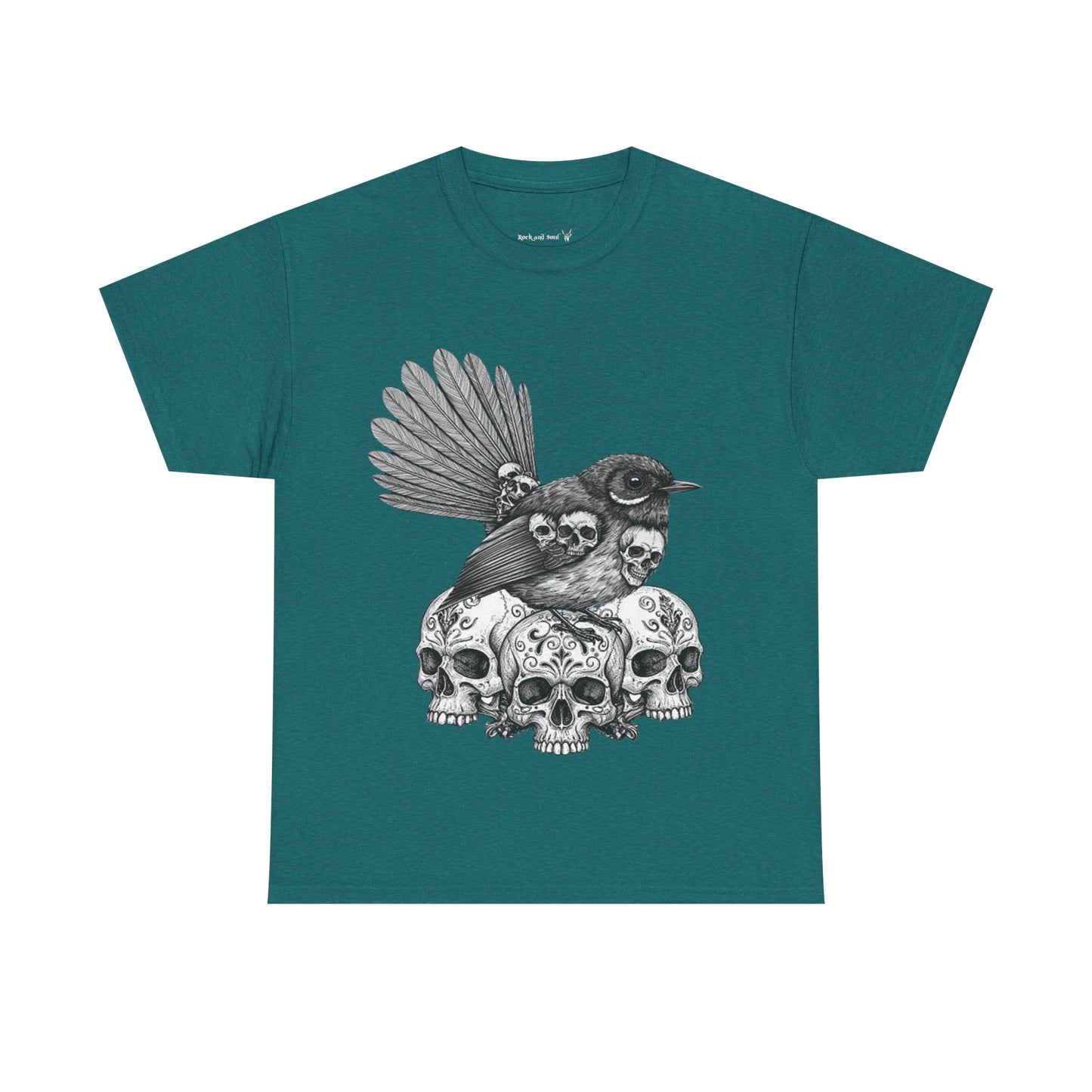 Fantail Bird and Skull Tee, Unisex Graphic T-Shirt, Streetwear, Alternative Fashion