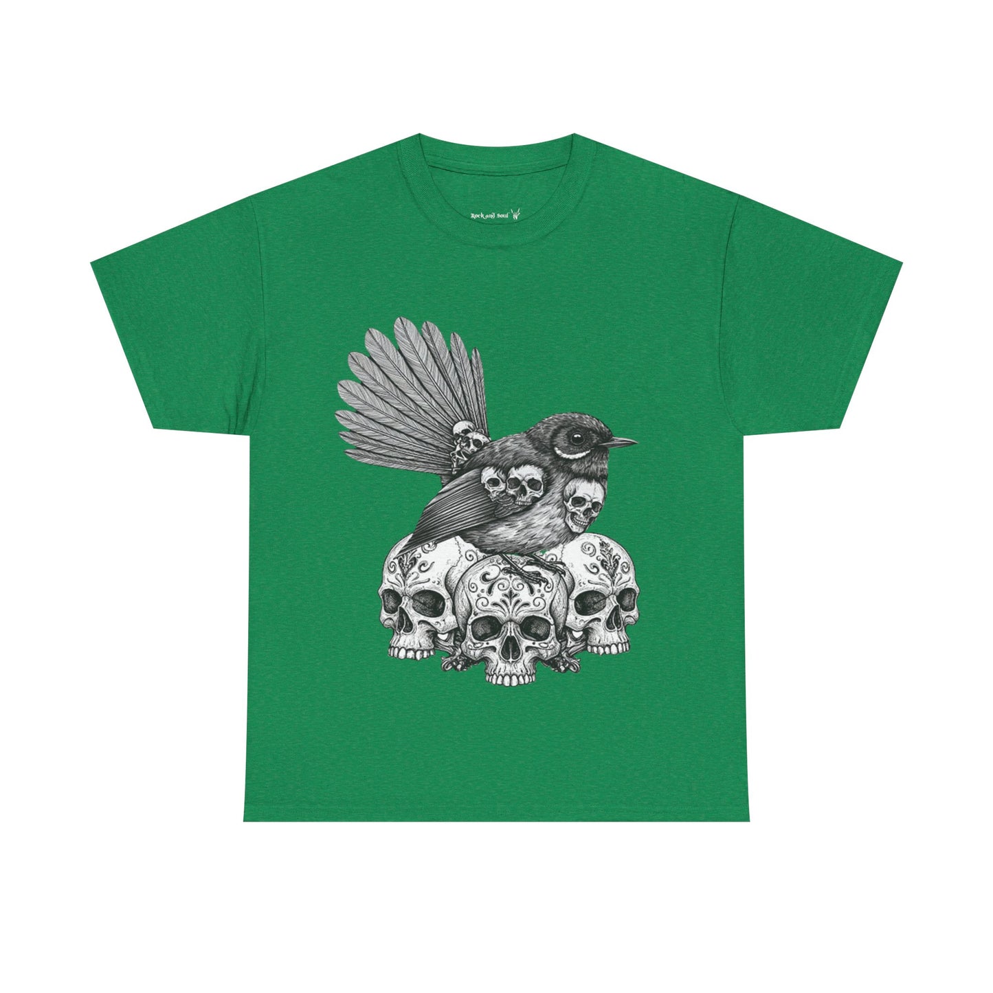 Fantail Bird and Skull Tee, Unisex Graphic T-Shirt, Streetwear, Alternative Fashion