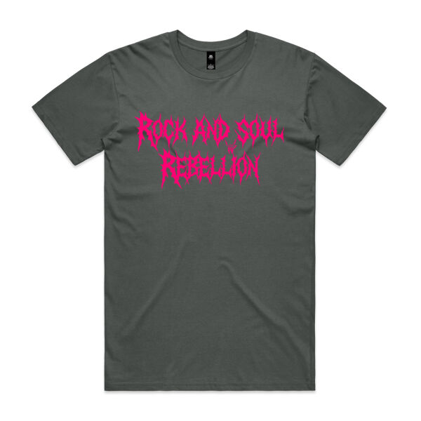 Rock and Soul Rebellion Pink Font Tee Thumbnail