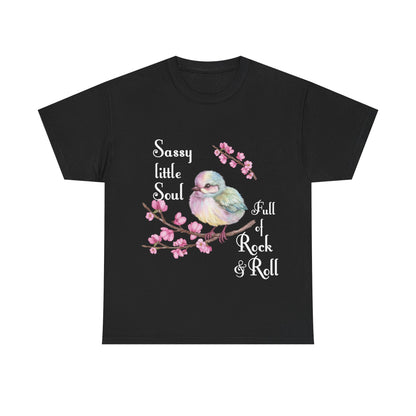 Sassy Little Soul Full Of Rock and Roll  Bird Graphic Tee, Unisex Cotton T-Shirt, Rock & Roll Shirt, Casual Wear