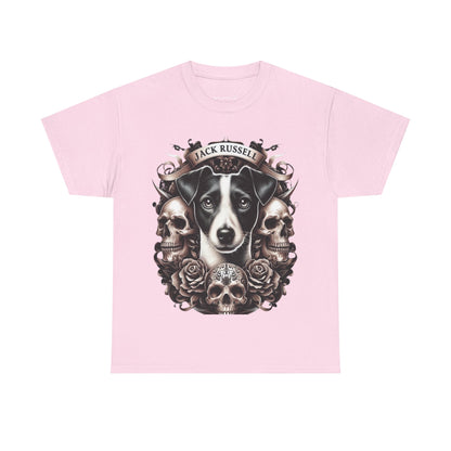 Jack Russell Dog Skull Art Tee, Unisex Cotton T-Shirt, Dog Lover Gift, Animal-Themed Apparel, Unique Pet Tribute, Casual Wear