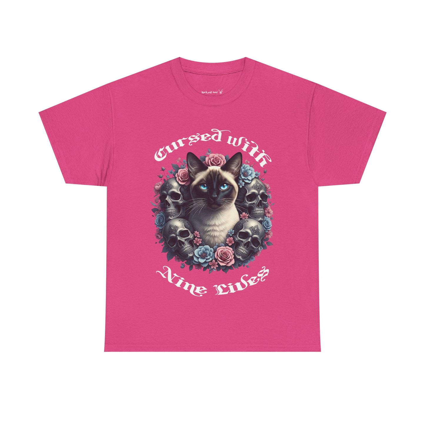 Cursed With Nine Lives, Sassy Cat Skull Tee, Cool Cat Lover Shirt, Unisex Graphic Top, Gift for Cat Enthusiasts