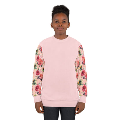 Women's Floral Dahlia and Bee Sweatshirt, Everyday Wear, Gift for Her, Perfect for Spring, Casual Fashion, Layering Essential