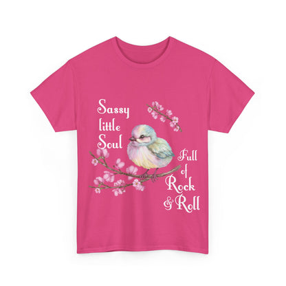 Sassy Little Soul Full Of Rock and Roll  Bird Graphic Tee, Unisex Cotton T-Shirt, Rock & Roll Shirt, Casual Wear