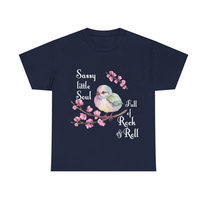 Sassy Little Soul Full Of Rock and Roll  Bird Graphic Tee, Unisex Cotton T-Shirt, Rock & Roll Shirt, Casual Wear