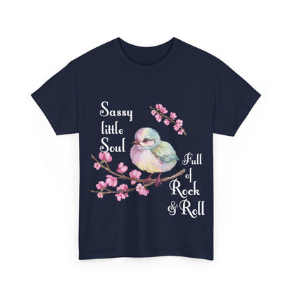 Sassy Little Soul Full Of Rock and Roll  Bird Graphic Tee, Unisex Cotton T-Shirt, Rock & Roll Shirt, Casual Wear
