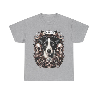 Jack Russell Dog Skull Art Tee, Unisex Cotton T-Shirt, Dog Lover Gift, Animal-Themed Apparel, Unique Pet Tribute, Casual Wear