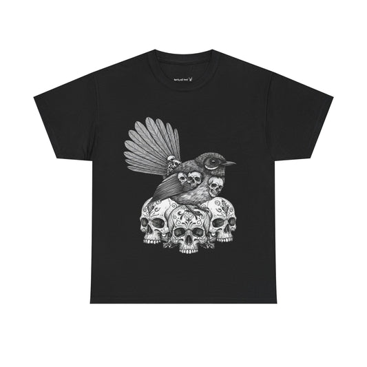 Fantail Bird and Skull Tee, Unisex Graphic T-Shirt, Streetwear,  Alternative Fashion