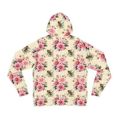 Floral Dahlia and Bee Hoodie, Trendy Sweatshirt, Gift for Her, Cozy Loungewear, Spring Style, Floral Print Apparel