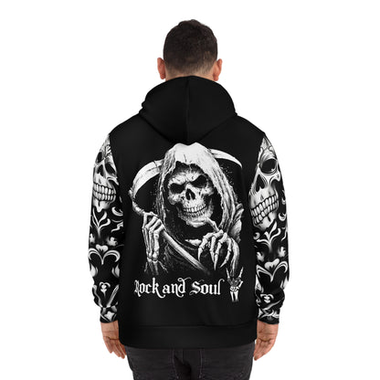 Gothic Rock Hoodie, Skull Design, Grim Reaper