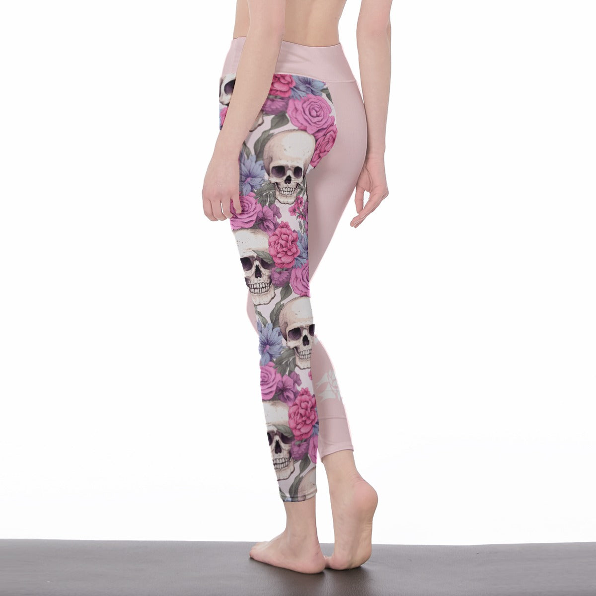 Pink Floral & Skull Leggings