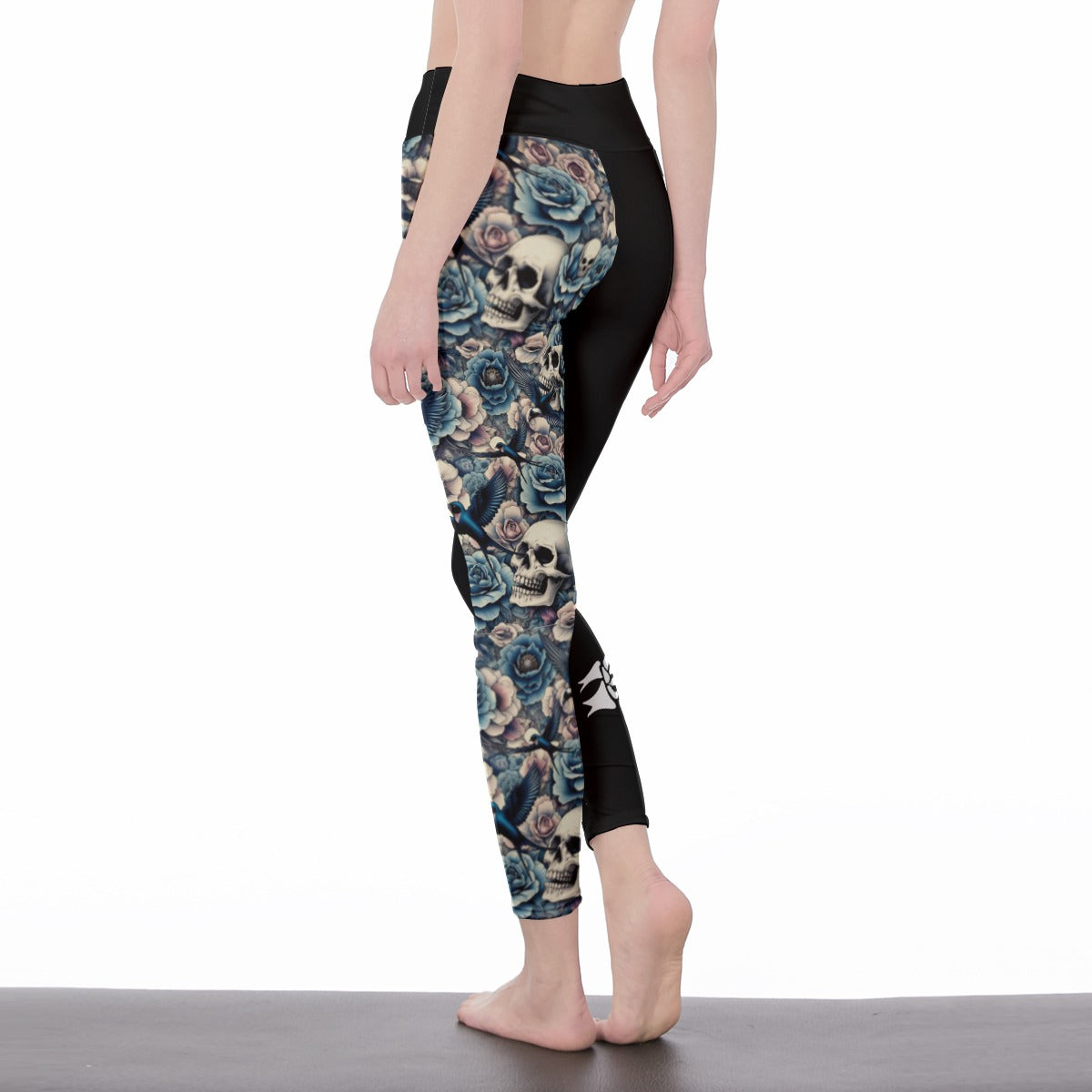 Skull & Bird Black Leggings
