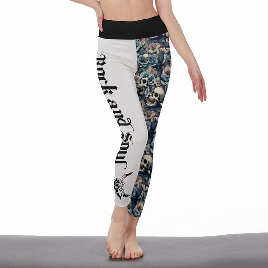 Skull & Bird Black and White Leggings