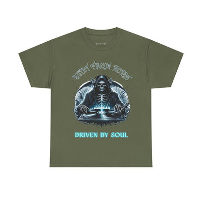 Built by Noise Driven by Soul, Grim Reaper Graphic Tee - Unisex Casual Wear