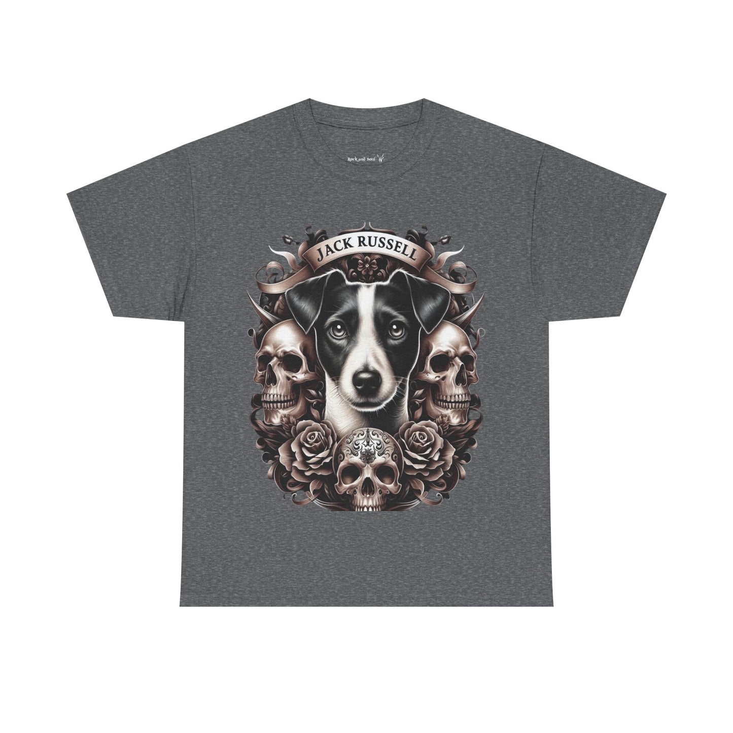 Jack Russell Dog Skull Art Tee, Unisex Cotton T-Shirt, Dog Lover Gift, Animal-Themed Apparel, Unique Pet Tribute, Casual Wear