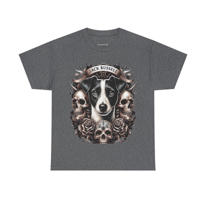 Jack Russell Dog Skull Art Tee, Unisex Cotton T-Shirt, Dog Lover Gift, Animal-Themed Apparel, Unique Pet Tribute, Casual Wear