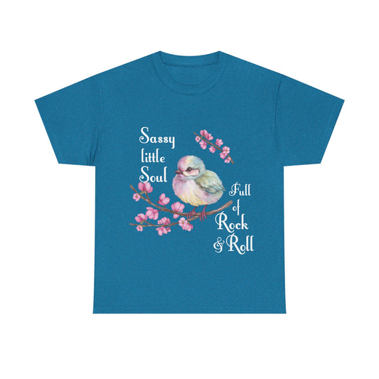 Sassy Little Soul Full Of Rock and Roll  Bird Graphic Tee, Unisex Cotton T-Shirt, Rock & Roll Shirt, Casual Wear