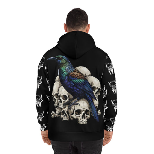 Unisex Tui and Skull Hoodie, Unique Graphic Sweatshirt, Alternative Fashion, Edgy Outfit, Streetwear, Casual Wear