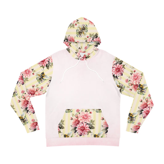 Floral Dahlia and Bee Hoodie, Trendy Sweatshirt, Gift for Her, Cozy Loungewear, Spring Style, Floral Print Apparel