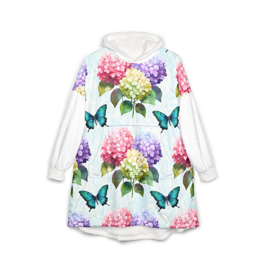 Cozy Floral Hooded Blanket for Home, Travel, or Camp, Gift for Relaxation, Soft Throw with Butterflies, Outdoor Blanket, Gift for Her, [...]