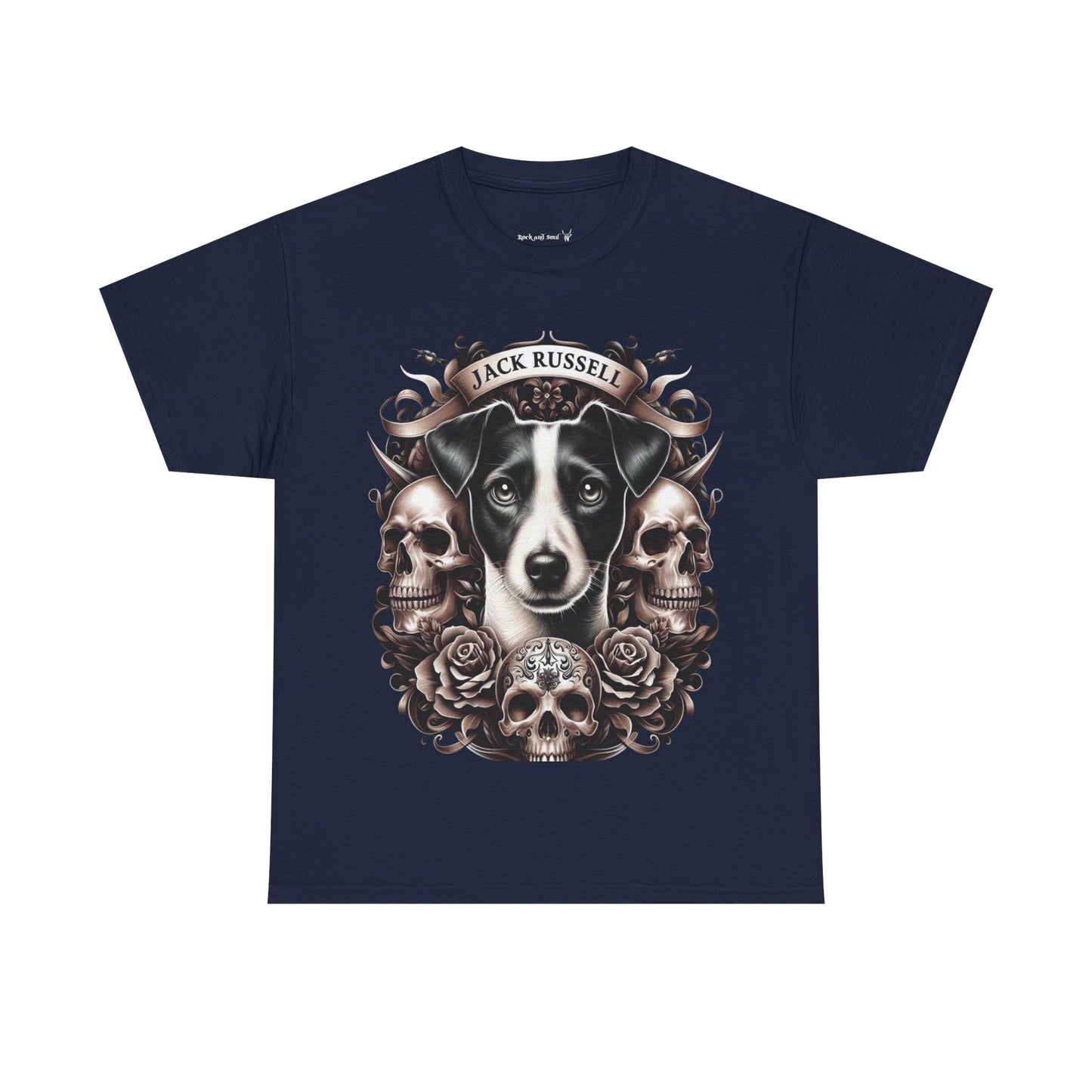 Jack Russell Dog Skull Art Tee, Unisex Cotton T-Shirt, Dog Lover Gift, Animal-Themed Apparel, Unique Pet Tribute, Casual Wear