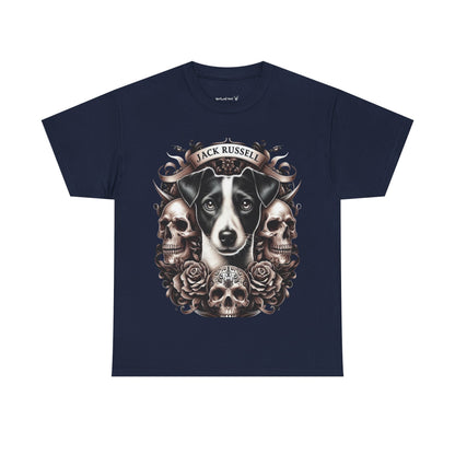 Jack Russell Dog Skull Art Tee, Unisex Cotton T-Shirt, Dog Lover Gift, Animal-Themed Apparel, Unique Pet Tribute, Casual Wear